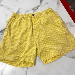 Yellow chubbies shorts size medium yellow gingham print